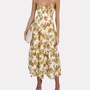 SHONA JOY Bella Tiered Floral Linen-blend Midi Dress